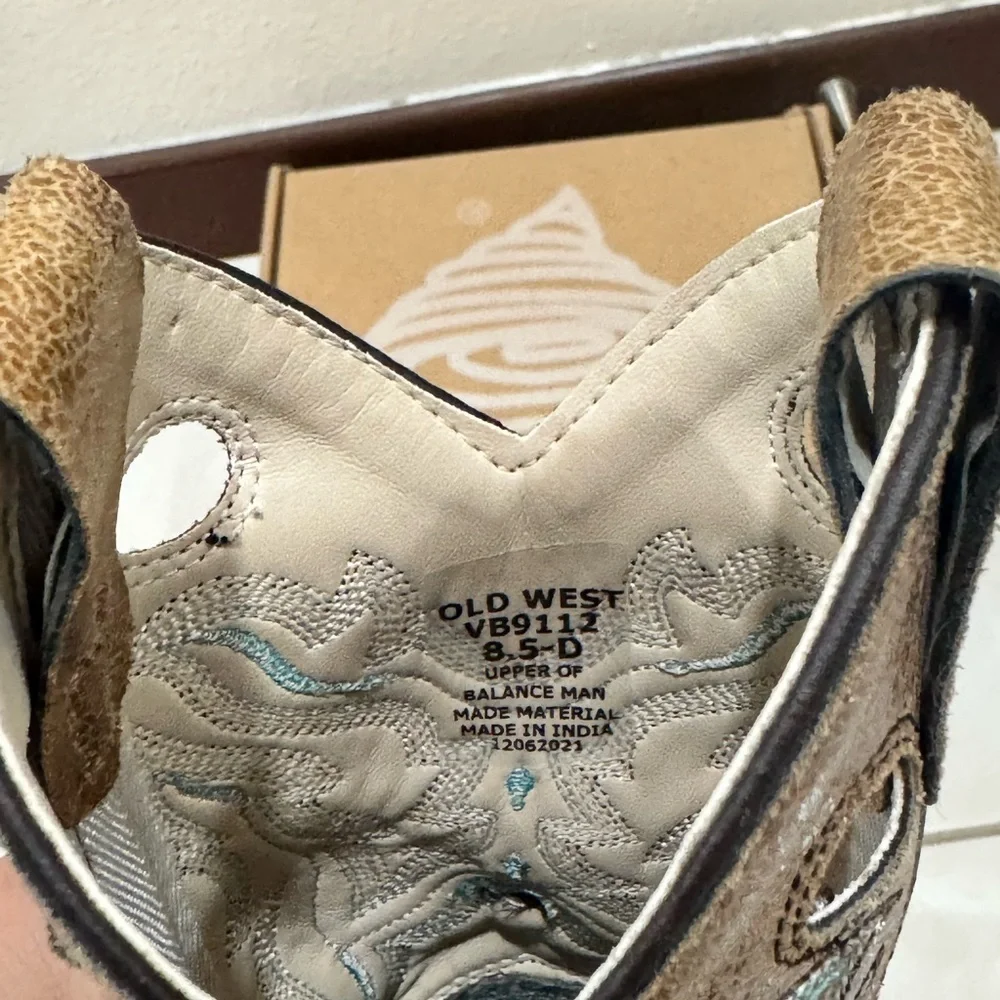 Old West Brown and Cream Leather Boots